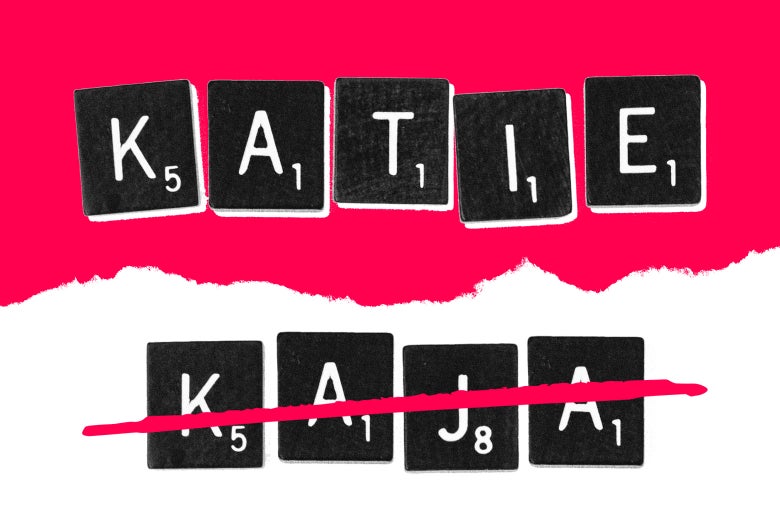 Scrabble tiles spelling out K-A-T-I-E and K-A-J-A.